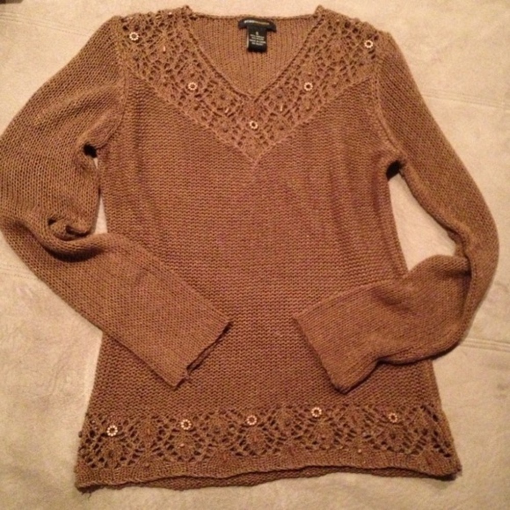 BCBG beaded long sleeve sweater